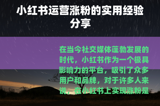 小红书运营涨粉的实用经验分享