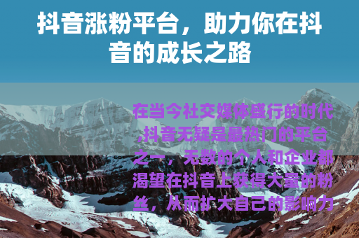 抖音涨粉平台，助力你在抖音的成长之路