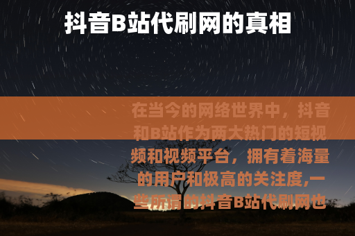 抖音B站代刷网的真相