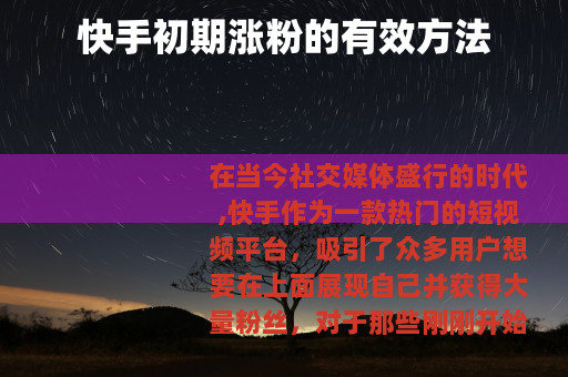 快手初期涨粉的有效方法