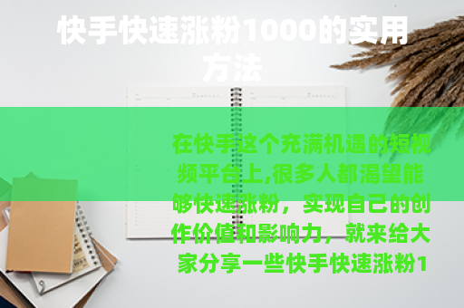 快手快速涨粉1000的实用方法