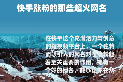 快手涨粉的那些超火网名