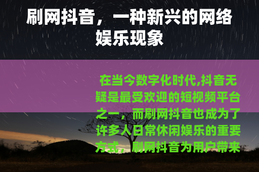 刷网抖音，一种新兴的网络娱乐现象