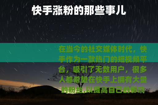 快手涨粉的那些事儿