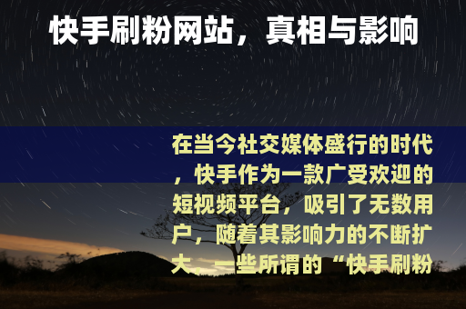 快手刷粉网站，真相与影响