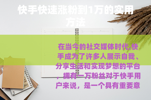 快手快速涨粉到1万的实用方法