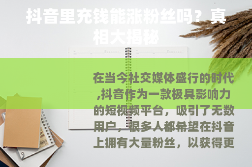 抖音里充钱能涨粉丝吗？真相大揭秘