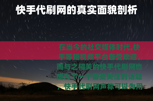 快手代刷网的真实面貌剖析