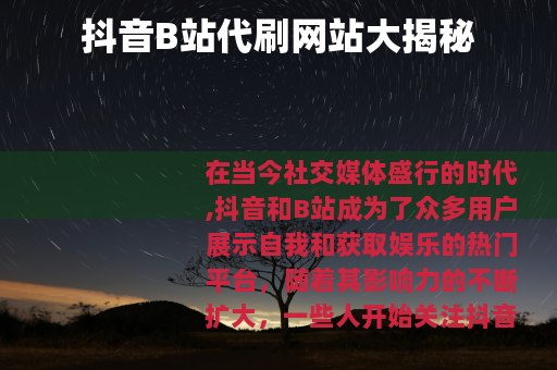 抖音B站代刷网站大揭秘
