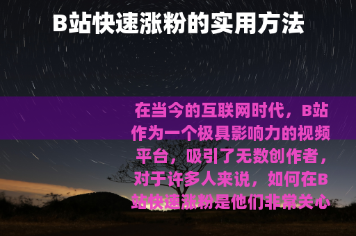 B站快速涨粉的实用方法