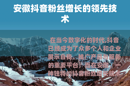安徽抖音粉丝增长的领先技术