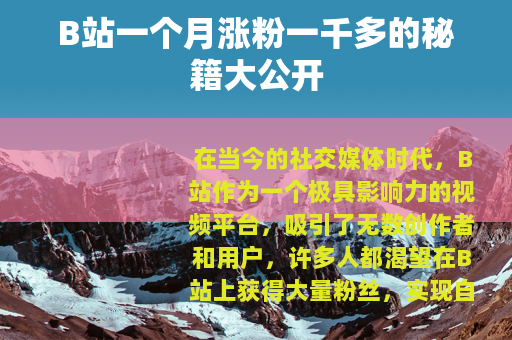 B站一个月涨粉一千多的秘籍大公开