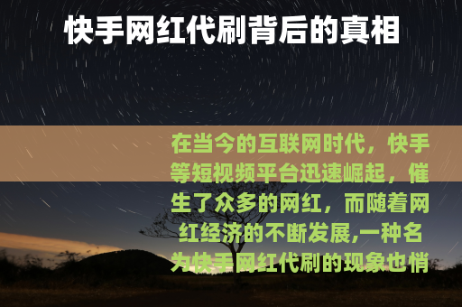 快手网红代刷背后的真相