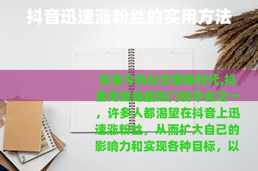 抖音迅速涨粉丝的实用方法