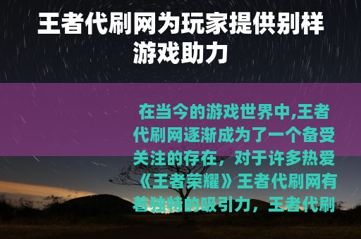 王者代刷网为玩家提供别样游戏助力