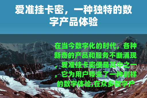 爱准挂卡密，一种独特的数字产品体验