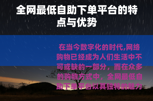 全网最低自助下单平台的特点与优势