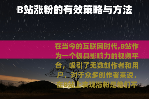 B站涨粉的有效策略与方法