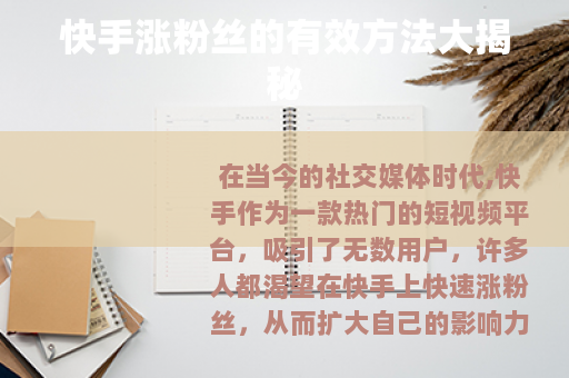 快手涨粉丝的有效方法大揭秘