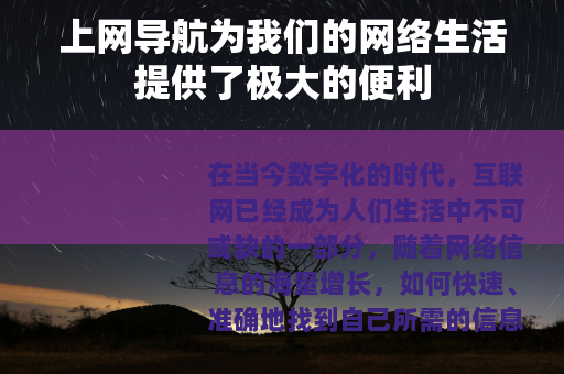 上网导航为我们的网络生活提供了极大的便利