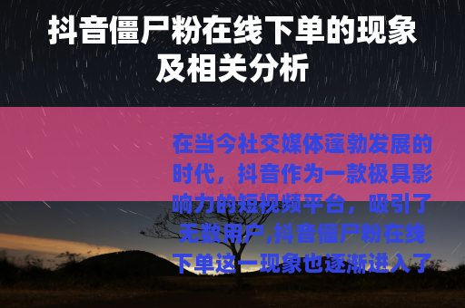 抖音僵尸粉在线下单的现象及相关分析