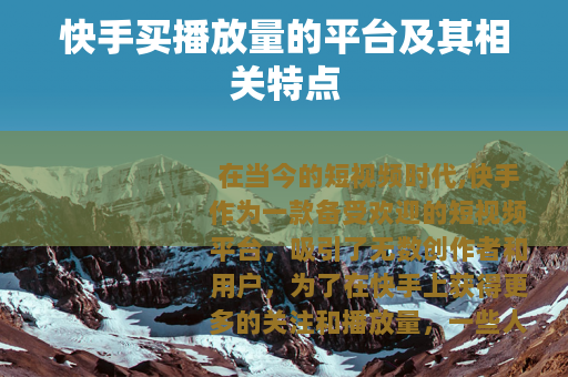 快手买播放量的平台及其相关特点