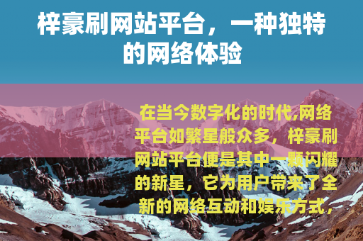 梓豪刷网站平台，一种独特的网络体验