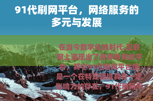 91代刷网平台，网络服务的多元与发展
