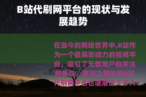 B站代刷网平台的现状与发展趋势