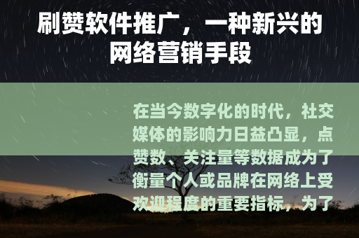 刷赞软件推广，一种新兴的网络营销手段