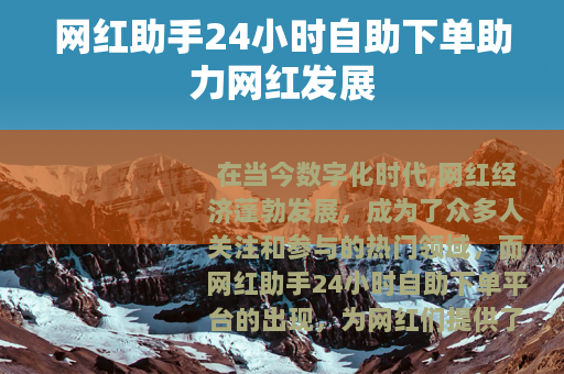 网红助手24小时自助下单助力网红发展