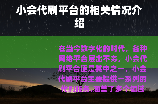 小会代刷平台的相关情况介绍