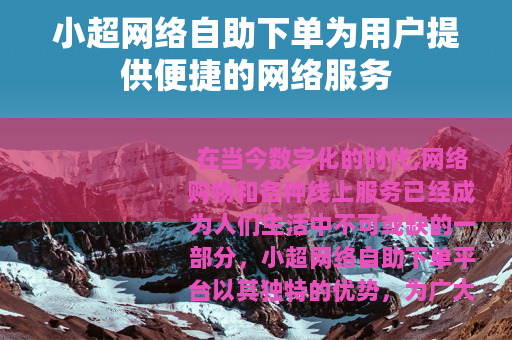 小超网络自助下单为用户提供便捷的网络服务