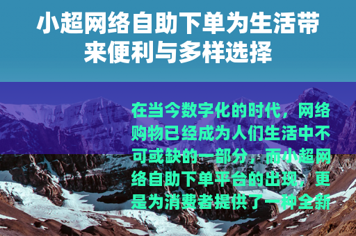 小超网络自助下单为生活带来便利与多样选择