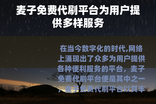 麦子免费代刷平台为用户提供多样服务