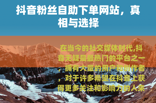 抖音粉丝自助下单网站，真相与选择