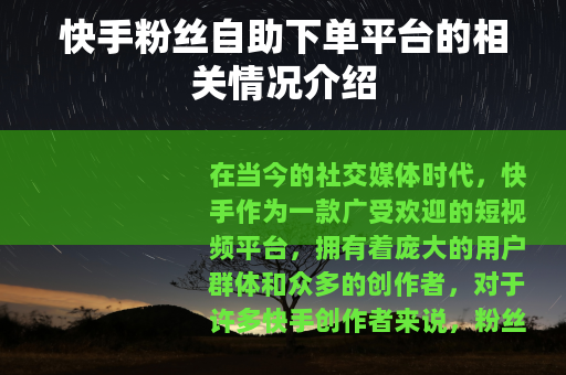 快手粉丝自助下单平台的相关情况介绍
