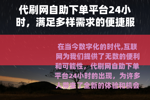 代刷网自助下单平台24小时，满足多样需求的便捷服务