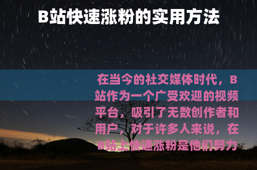 B站快速涨粉的实用方法