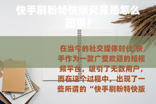 快手刷粉特快版究竟是怎么回事？