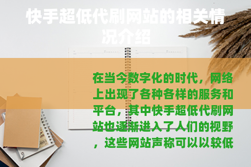 快手超低代刷网站的相关情况介绍