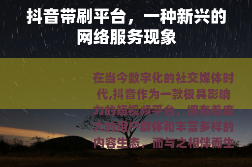 抖音带刷平台，一种新兴的网络服务现象