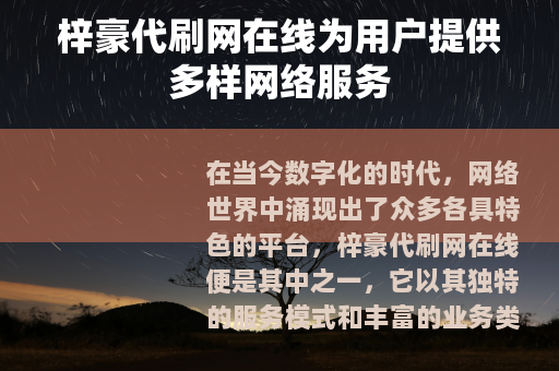 梓豪代刷网在线为用户提供多样网络服务