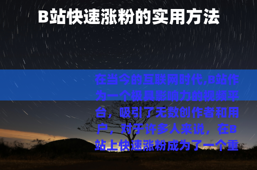 B站快速涨粉的实用方法