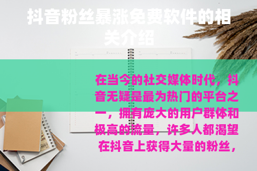 抖音粉丝暴涨免费软件的相关介绍