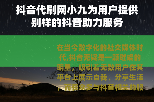 抖音代刷网小九为用户提供别样的抖音助力服务