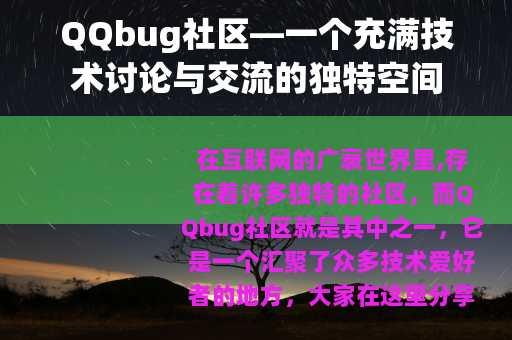 QQbug社区—一个充满技术讨论与交流的独特空间