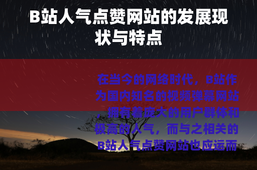 B站人气点赞网站的发展现状与特点