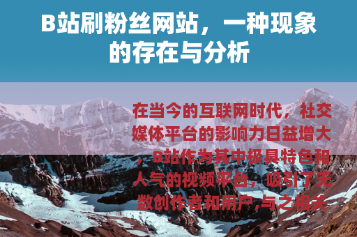B站刷粉丝网站，一种现象的存在与分析