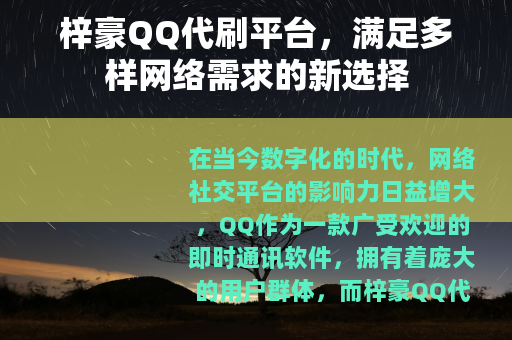 梓豪QQ代刷平台，满足多样网络需求的新选择